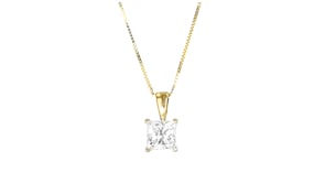 1.00 Carat Princess-Cut Lab-Grown Diamond Pendant Necklace in 14kt Yellow Gold