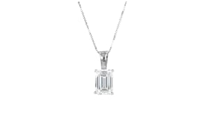 2.00 Carat Emerald-Cut Lab-Grown Diamond Pendant Necklace in 14kt White Gold