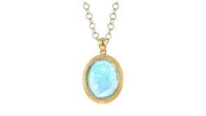 Italian Tagliamonte Blue Venetian Glass Pendant Necklace in 18kt Gold Over Sterling