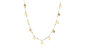 Italian 18kt Yellow Gold Heart and Bead Station Necklace