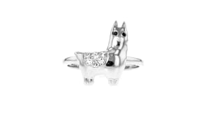 10 ct. t.w. White and Black Diamond Llama  Ring in Sterling Silver