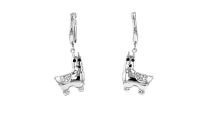 10 ct. t.w. White and Black Diamond Llama Hoop Drop Earrings in Sterling Silver
