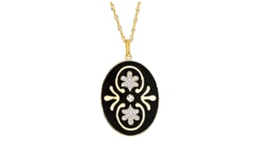 1.00 ct. t.w. White Topaz and Black Enamel Pendant Necklace in 18kt Gold Over Sterling