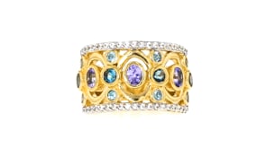 1.80 ct. t.w. Multi-Gemstone Ring in 18kt Gold Over Sterling