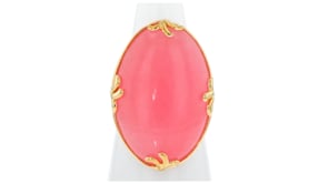 Pink Jade Ring in 18kt Gold Over Sterling