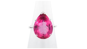 12.00 Carat Pear-Shaped Pink Topaz Ring in Sterling Silver