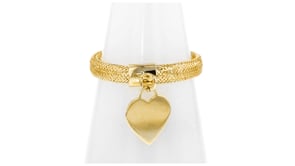 Italian 14kt Yellow Gold Personalized Heart Mesh Ring