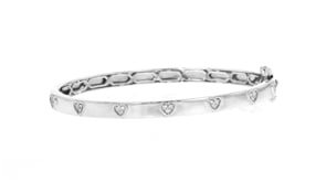 15 ct. t.w. Diamond Heart Bangle Bracelet in Sterling Silver