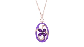 1.50 ct. t.w. Amethyst and .30 ct. t.w. White Zircon Flower Locket Necklace with Multicolored Enamel in 18kt Rose Gold Over Ster