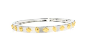 Two-Tone Sterling Silver Seashell Bangle Bracelet
