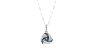 10 ct. t.w. Blue and White Diamond Love Knot Pendant Necklace in Sterling Silver