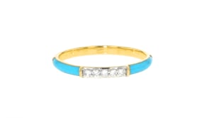 Turquoise Enamel Ring with Diamond Accents in 18kt Gold Over Sterling