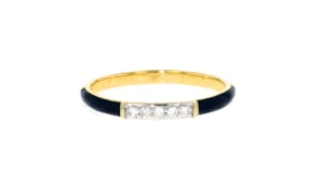 Black Enamel Ring with Diamond Accents in 18kt Gold Over Sterling