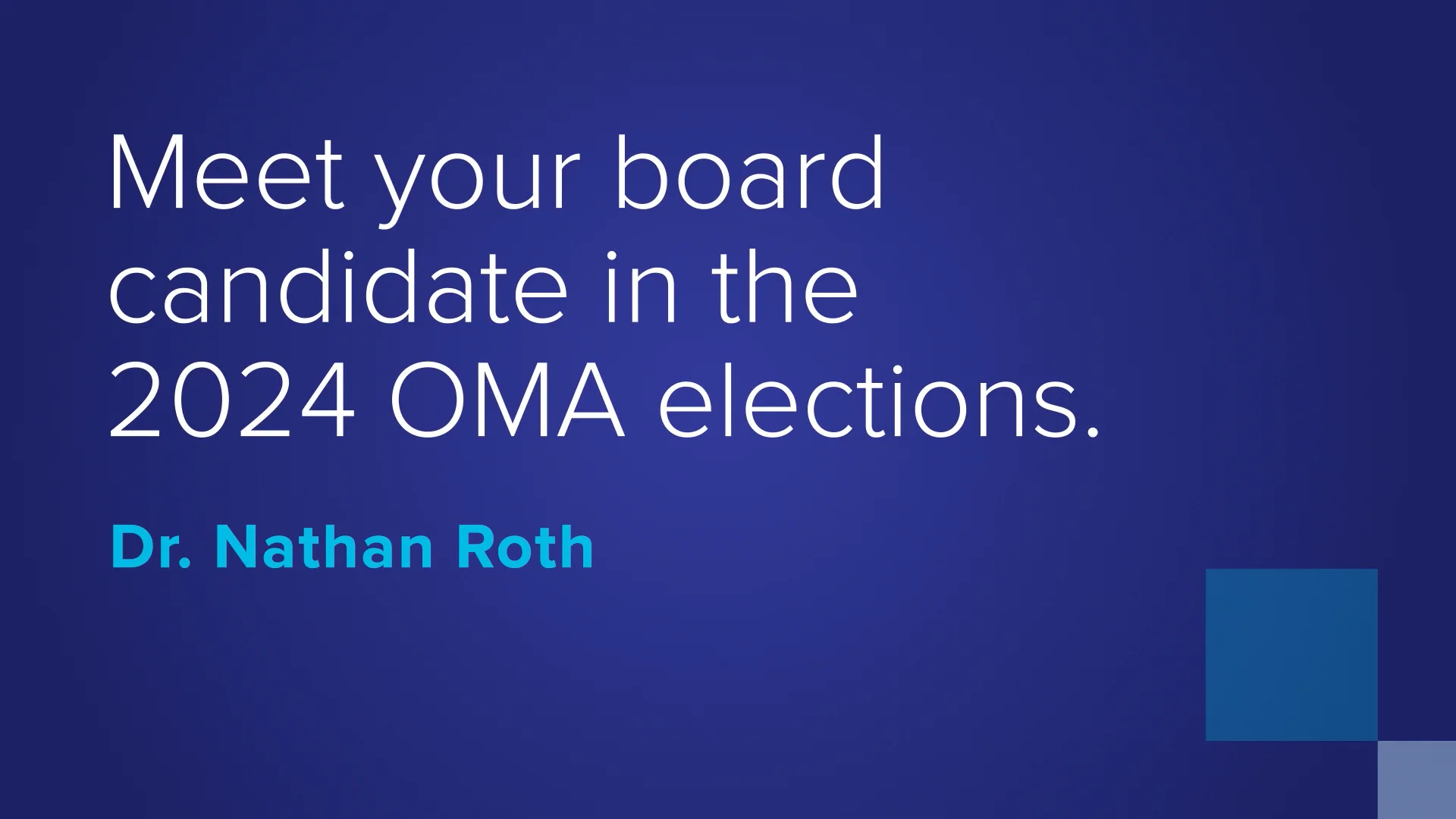 Dr. Nathan Roth, board of directors candidate on Vimeo