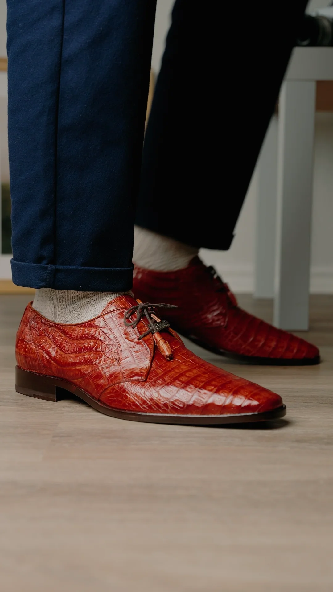 Marco Di Milano Lacio Caiman Crocodile Derby Brandy