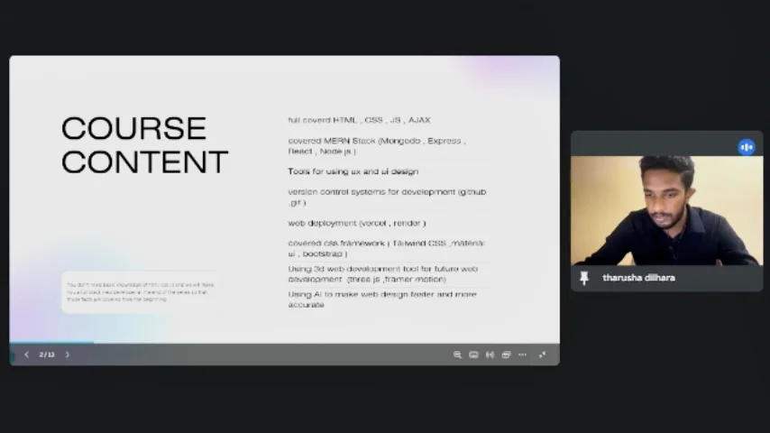 Day 1 of full stack web developer course on Vimeo