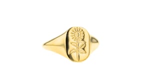 Italian 14kt Yellow Gold Sunflower Signet Ring