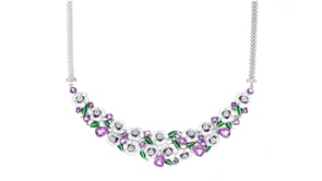 7.80 ct. t.w. Amethyst and .90 ct. t.w. White Topaz Floral Necklace with Multicolored Enamel in Sterling Silver