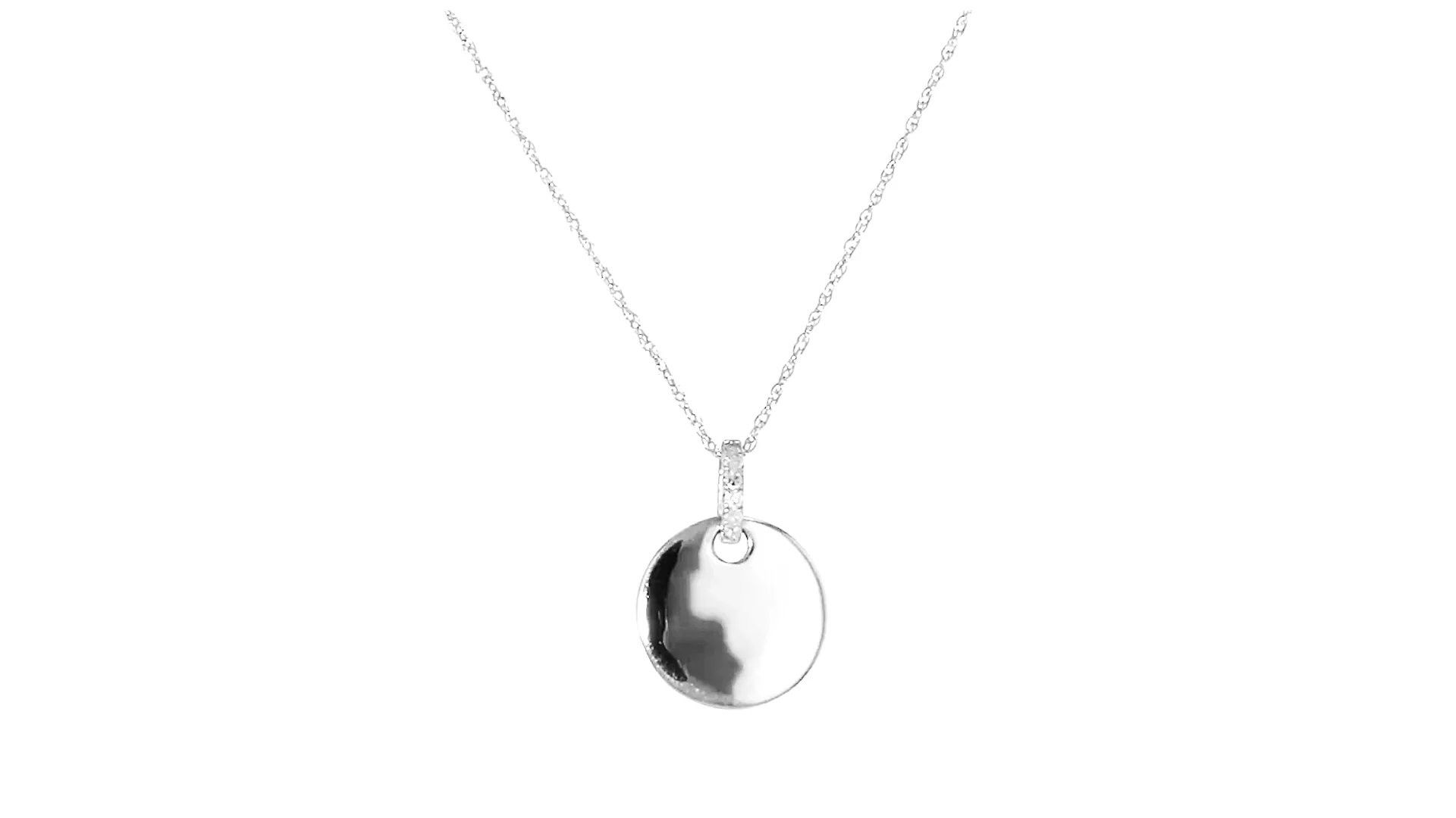 Sterling Silver Personalized Circle Pendant Necklace with Diamond