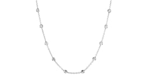 Italian Sterling Silver Moon-Cut Bead Station  Necklace