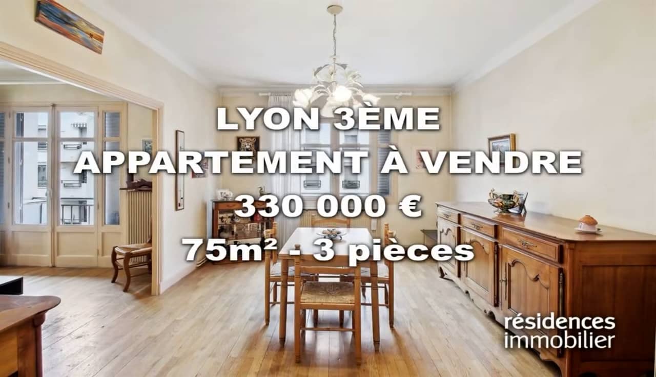 LYON 3ÈME APPARTEMENT À VENDRE 330 000 € 75 m² 3 pièces on Vimeo