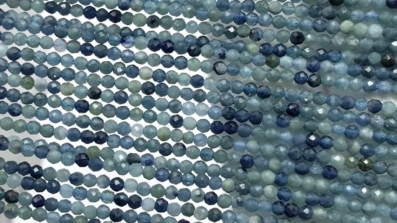 インディゴライトトルマリン ラウンドカット2mm 1連｜天然石ビーズの卸