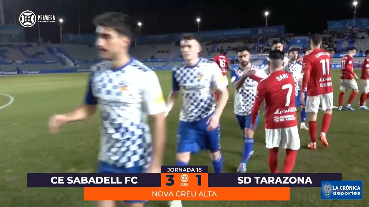 (RESUMEN Y GOLES) CE Sabadell 3-1 SD Tarazona / Jor. 18 - Primera Rfef / Fuente: YouTube Rfef