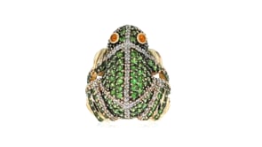 C. 2000 Vintage 3.35 ct. t.w. Tsavorite Frog Ring with .50 ct. t.w. Diamonds and Hessonite Accents in 14kt Yellow Gold
