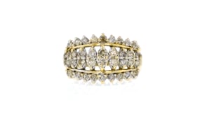 C. 1980 Vintage 1.55 ct. t.w. Diamond Multi-Row Ring in 10kt Yellow Gold