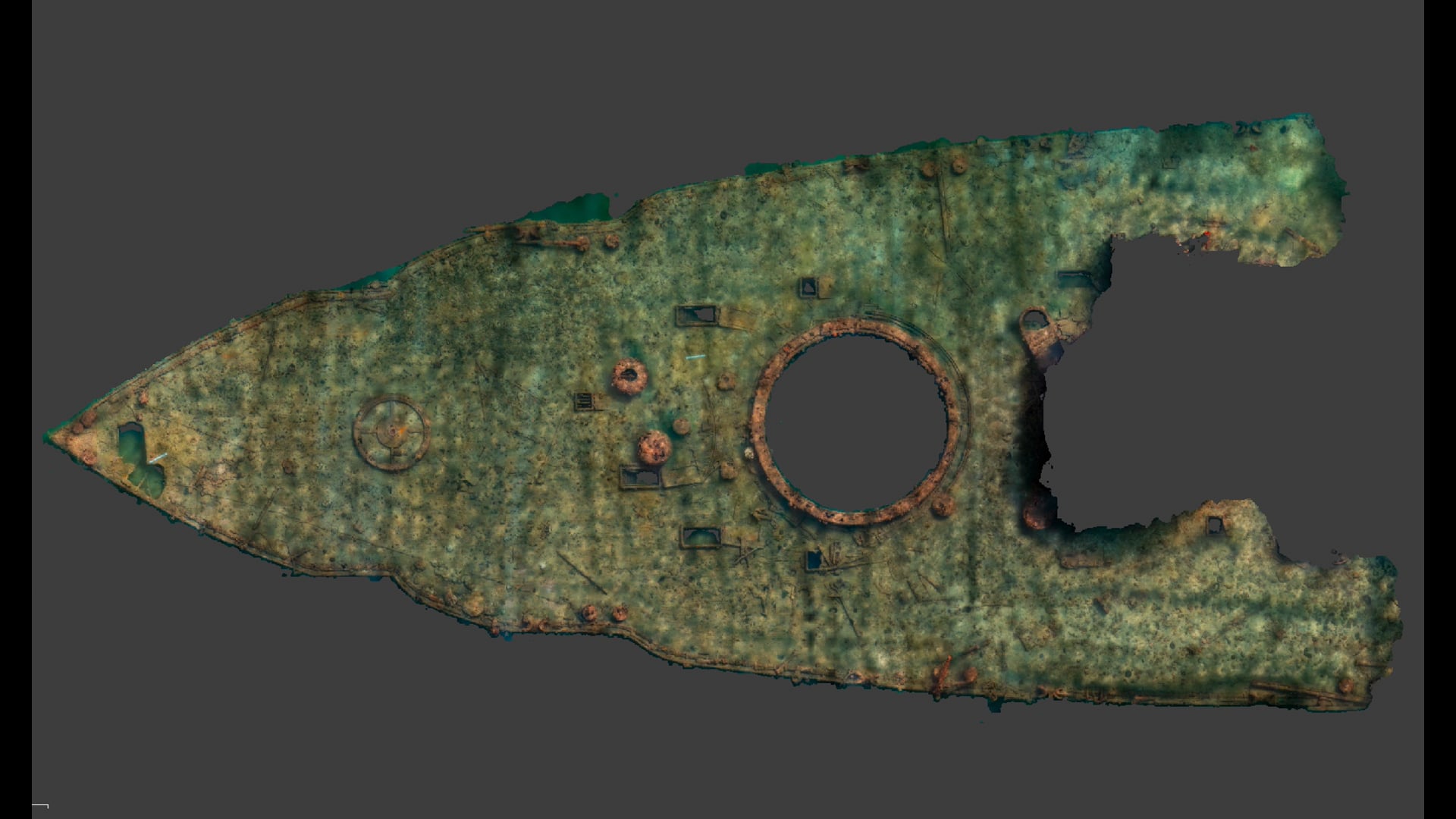 USS Arizona Stern wAritifact Markers