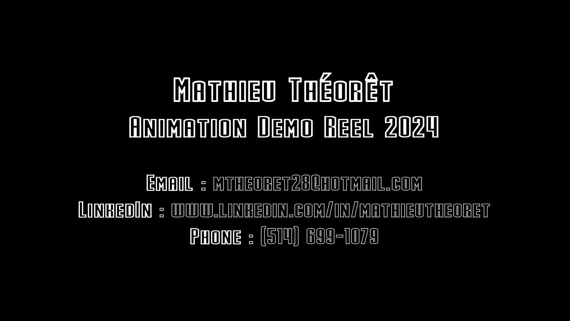 Mathieu Theoret Demo Reel Animation 3D