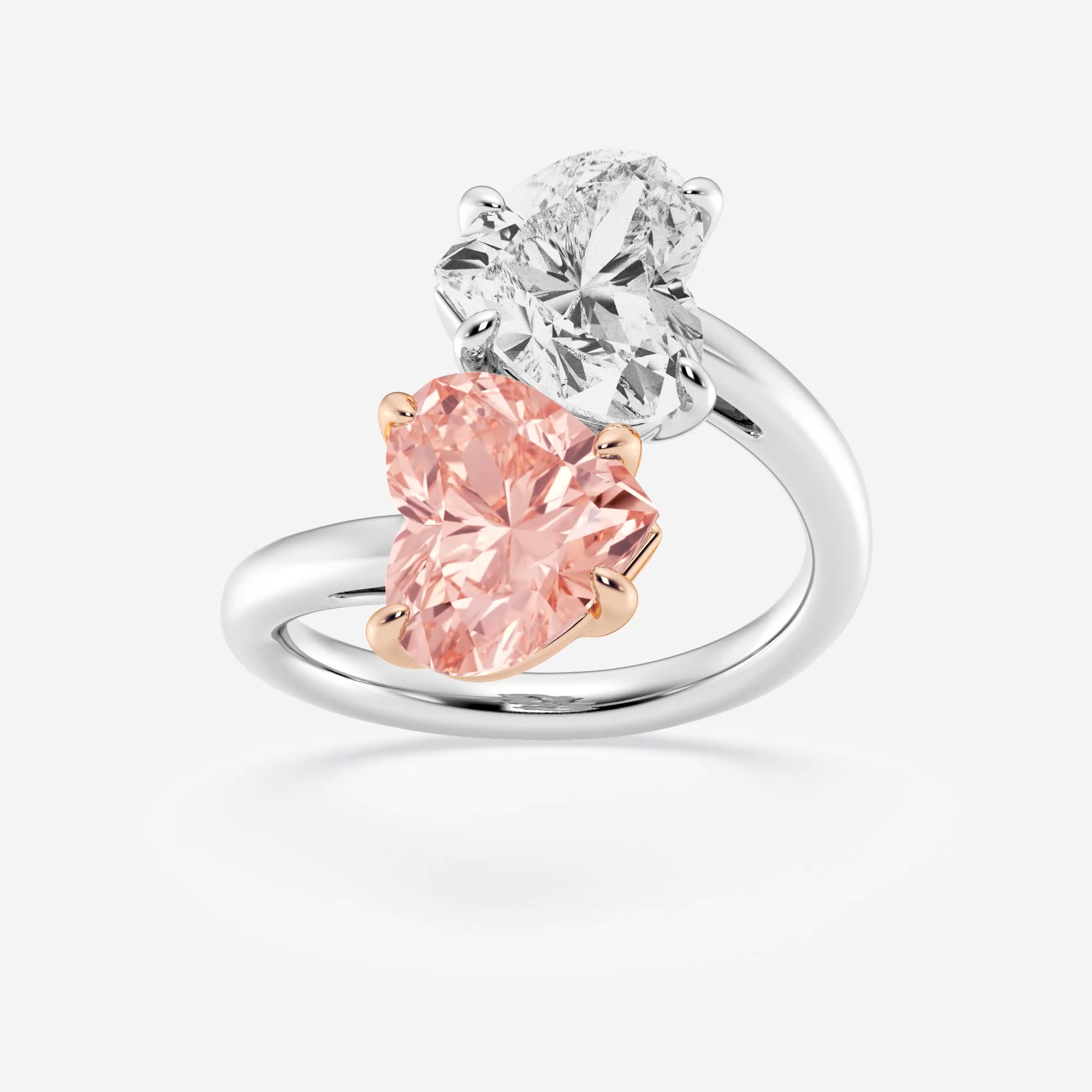 product video for 6 ctw Fancy Pink Heart Lab Grown Diamond Two Stone Bypass Fashion Ring