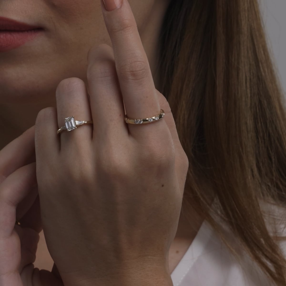 product video 2 for 1 1/8 ctw Emerald Lab Grown Diamond Baguette Sides Engagement Ring