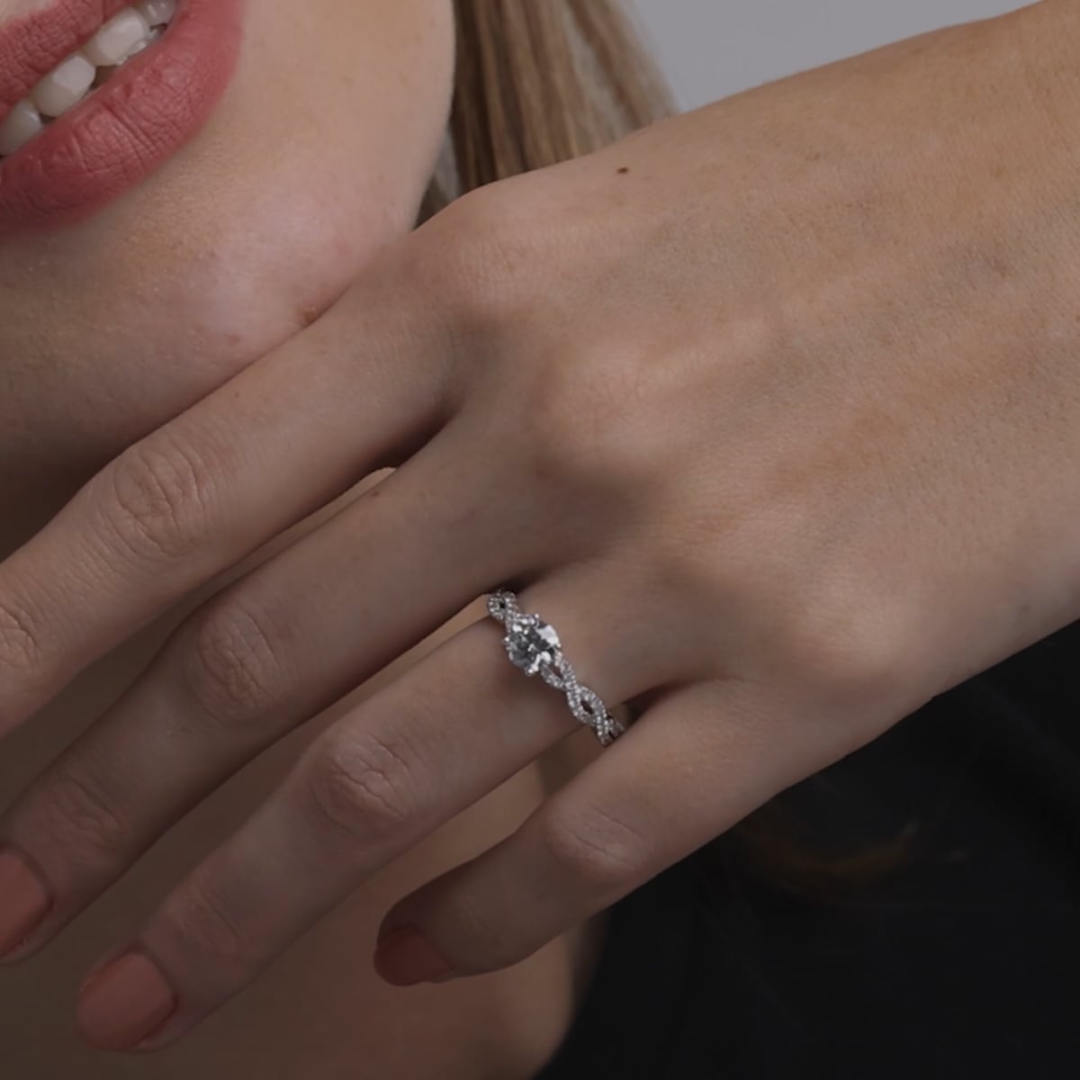 product video 2 for 1 ctw Princess Lab Grown Diamond Double Twist Engagement Ring