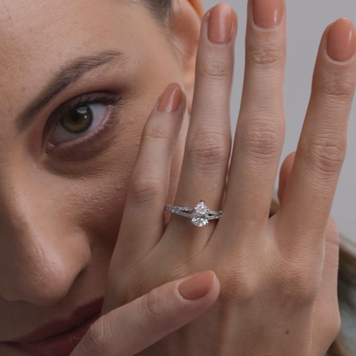 product video 2 for 1 ctw Pear Lab Grown Diamond Split Shank Engagement Ring