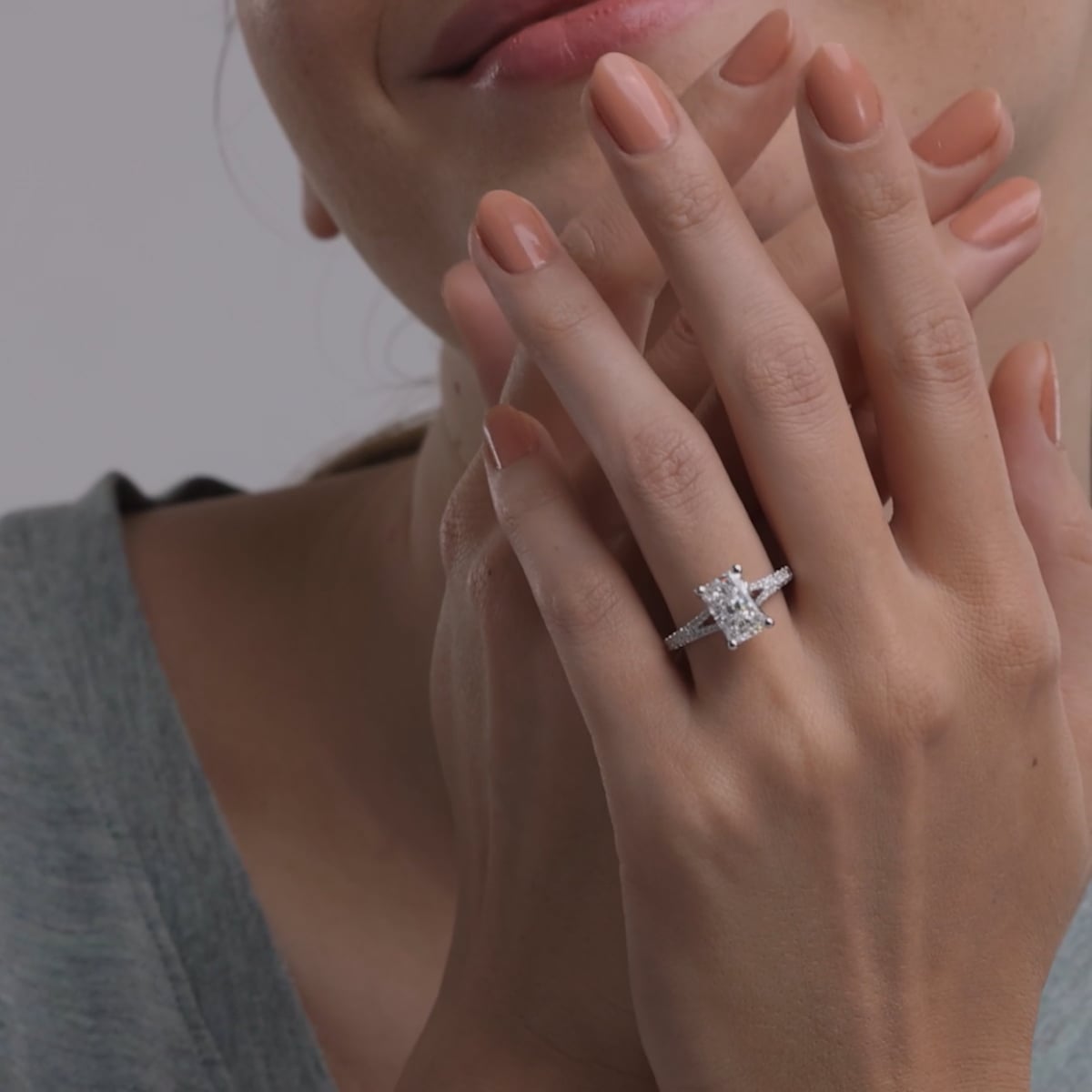 product video 2 for 2 7/8 ctw Radiant Lab Grown Diamond Split Shank Engagement Ring