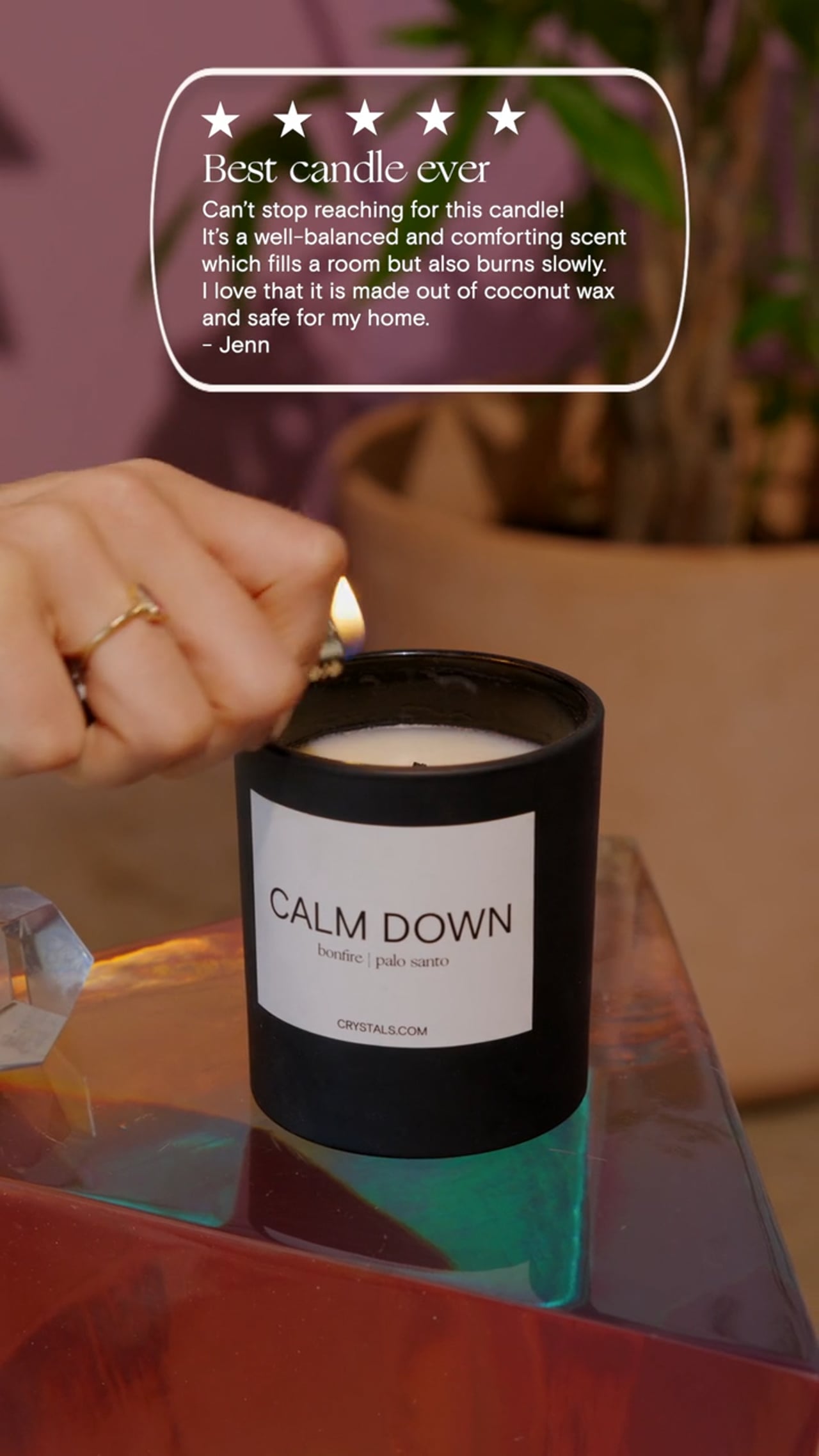 CALM DOWN candle with crystals — crystal wellness and lifestyle
