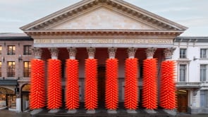 Cones transform Ghent with a luminous orange glow during the Light Festival. I