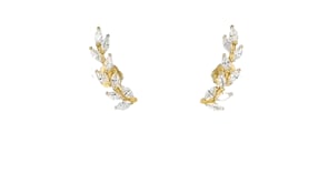 30 ct. t.w. CZ Leaf Ear Climbers in 14kt Yellow Gold
