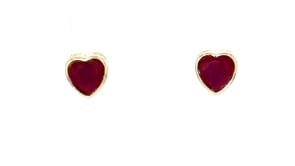 1.50 ct. t.w. Ruby Heart Stud Earrings in 18kt Gold Over Sterling