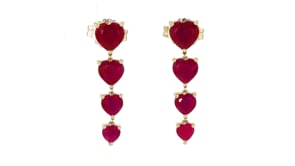 8.75 ct. t.w. Ruby Heart Linear Drop Earrings in 18kt Gold Over Sterling
