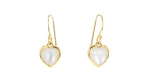 Mother-of-Pearl Heart Drop Earrings in 18kt Gold Over Sterling
