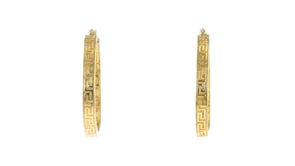 Italian 14kt Yellow Gold Greek Key Hoop Earrings