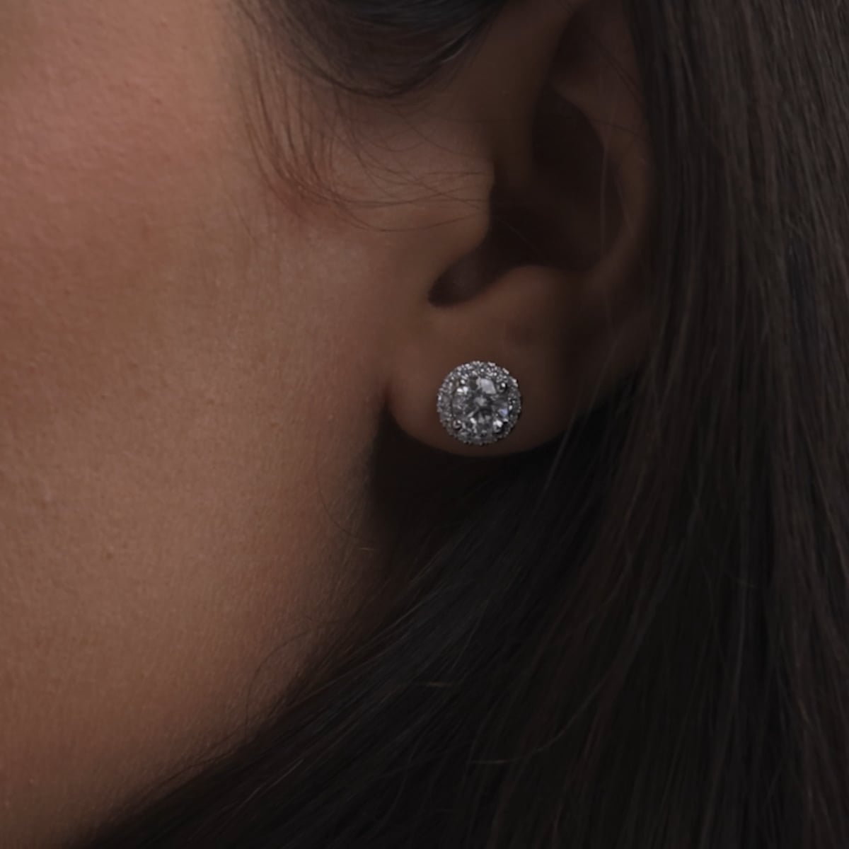 product video for 1 7/8 ctw Round Lab Grown Diamond Halo Certified Stud Earrings