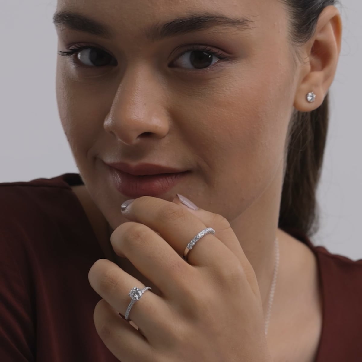 product video 2 for 1 7/8 ctw Round Lab Grown Diamond Hidden Halo Engagement Ring