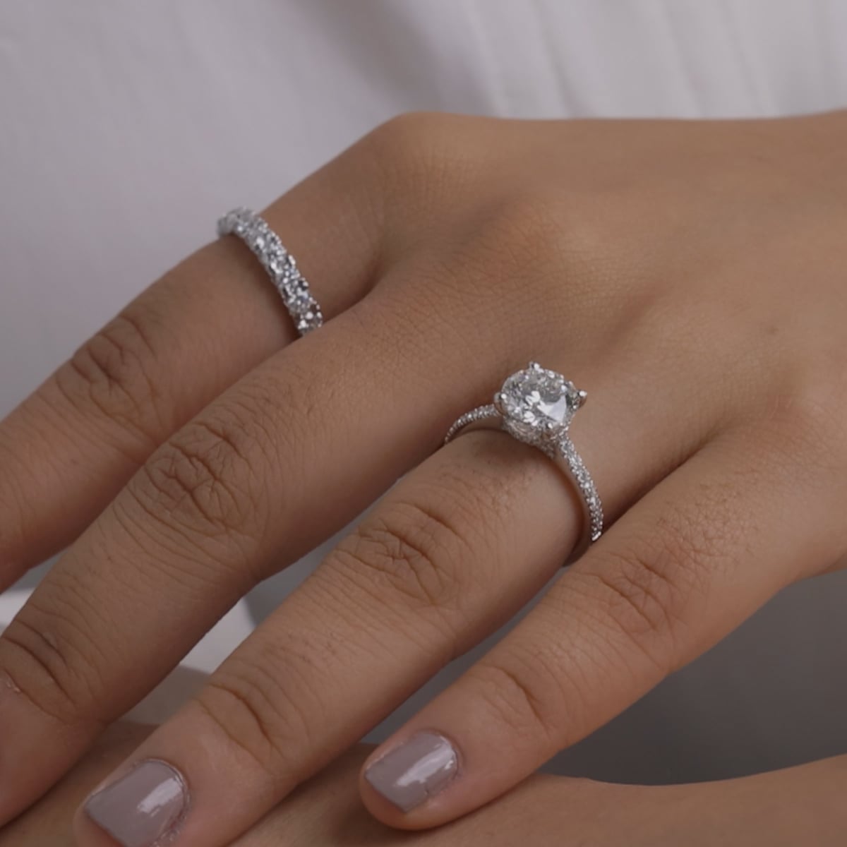 product video 2 for 3 ctw Round Lab Grown Diamond Hidden Halo Engagement Ring