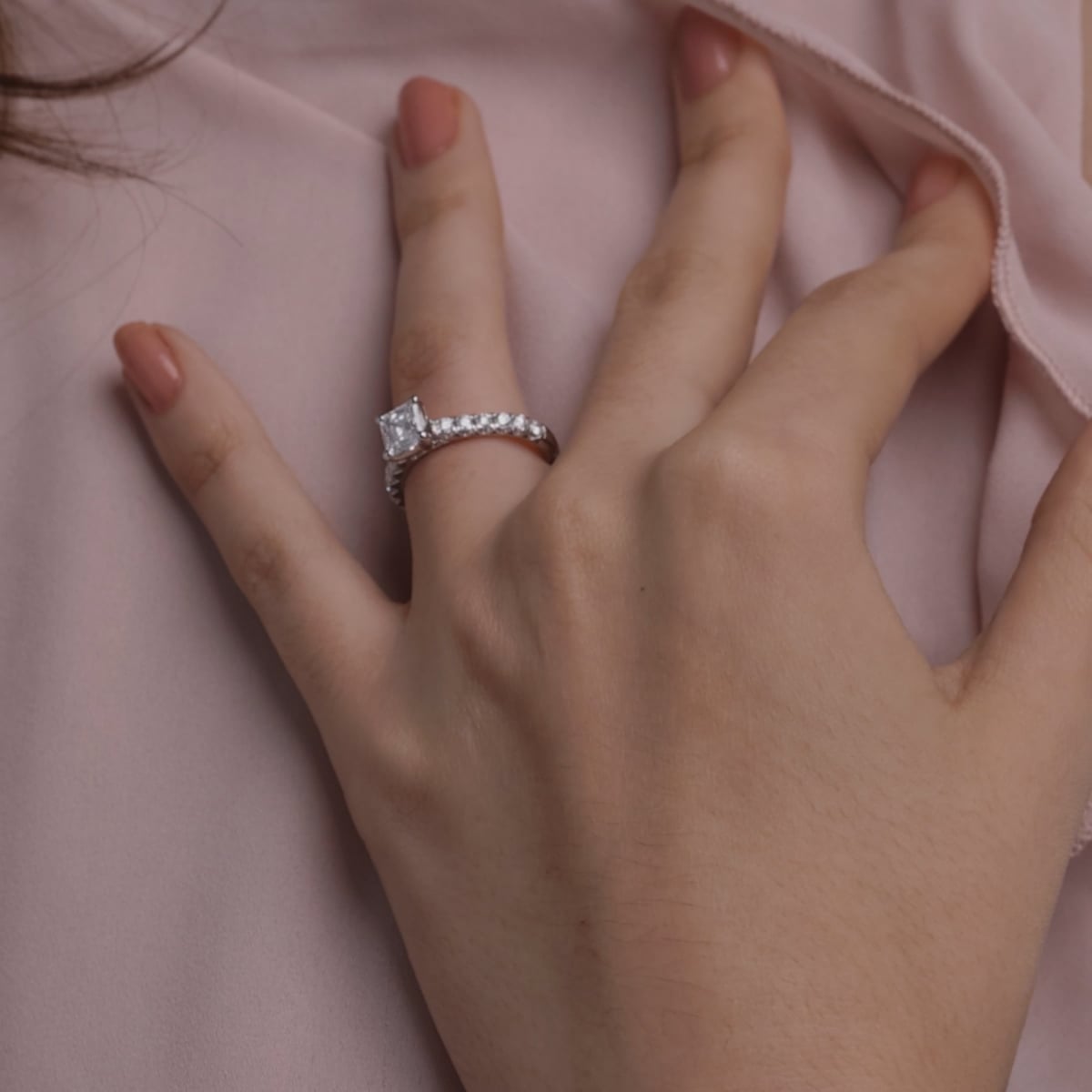 product video 2 for 1 1/2 ctw Asscher Lab Grown Diamond Royal Crown Engagement Ring