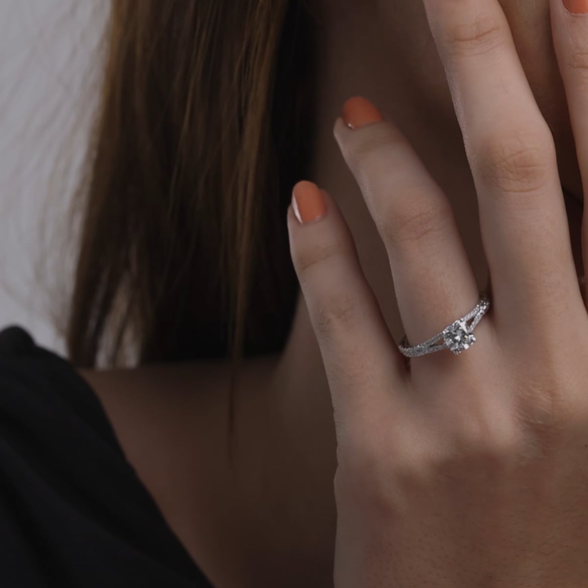 product video for 1 1/3 ctw Cushion Lab Grown Diamond Split Shank Engagement Ring