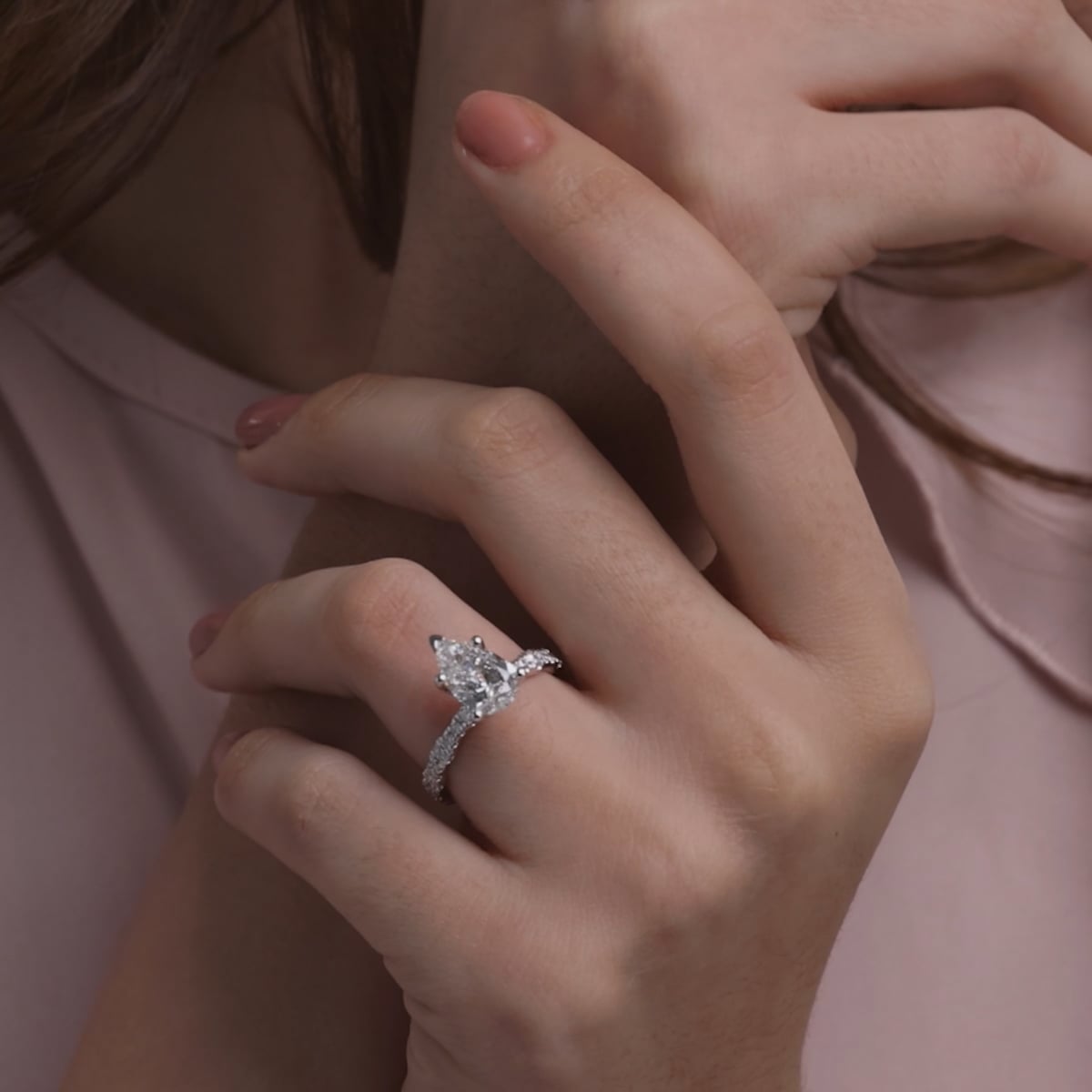 product video 2 for 2 1/2 ctw Pear Lab Grown Diamond Station Engagement Ring