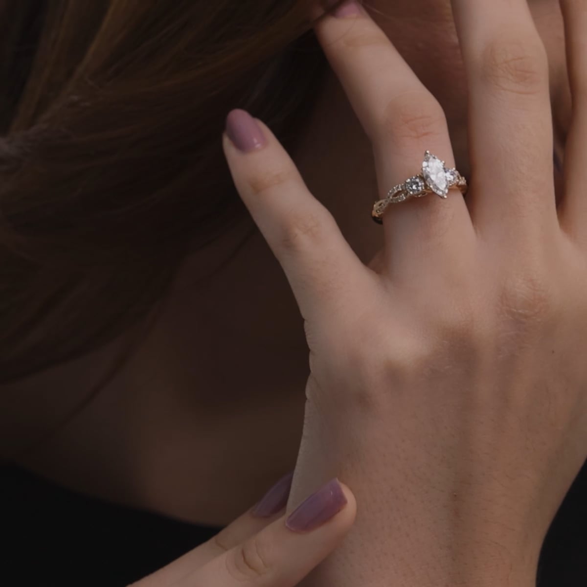 product video 2 for 1 1/4 ctw Marquise Lab Grown Diamond Swirl Engagement Ring